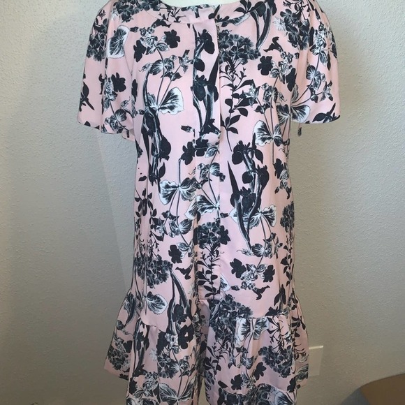 Parker Pink Floral Tiered Mini Dress Cinched Sleeves Size Small - Picture 2 of 9